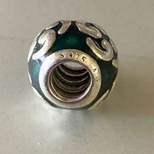 Retired blue-green & sterling silver charm for original Pandora bracelets